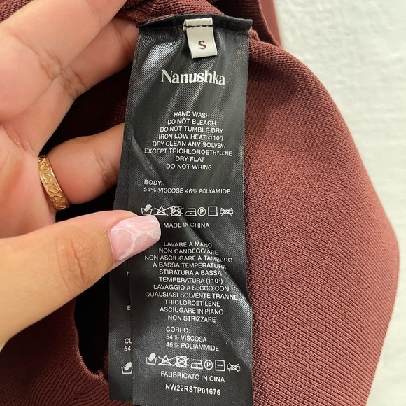 Nanushka Mio Corset Long Sleeve Top Mahogany - Picture 3 of 4